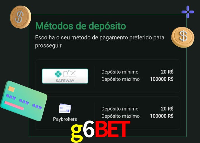 O cassino g6bet oferece uma grande variedade de métodos de pagamento